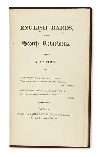 BYRON, LORD GEORGE GORDON NOEL. English Bards and Scotch Reviewers. A Satire.